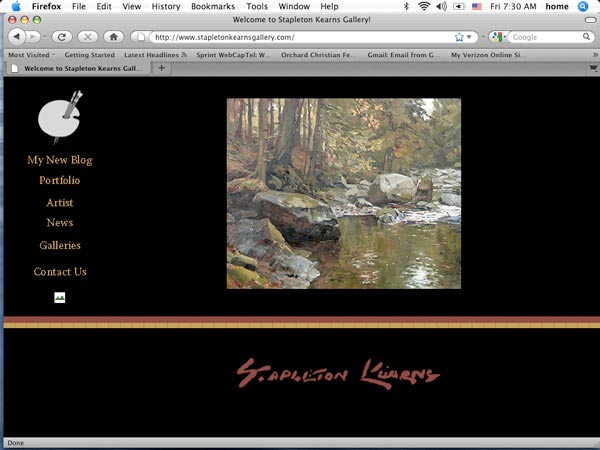 image of the homepage for Stapleton Kearns Gallery